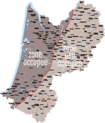 La ligne de démarcation en Aquitaine